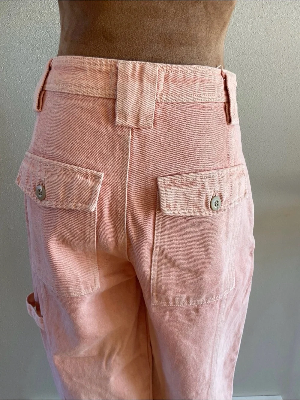 Alex Mill Phoebe upcycled denim pant in pink.